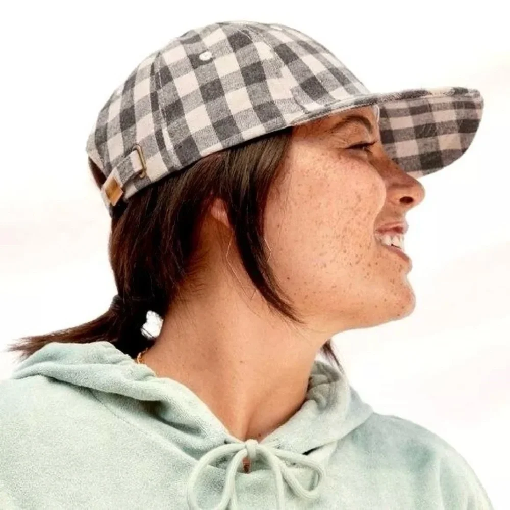 Cocus Pocus Buffalo Check Baseball Cap Gray Cream Adjustable Hat One Size - Picture 8 of 8